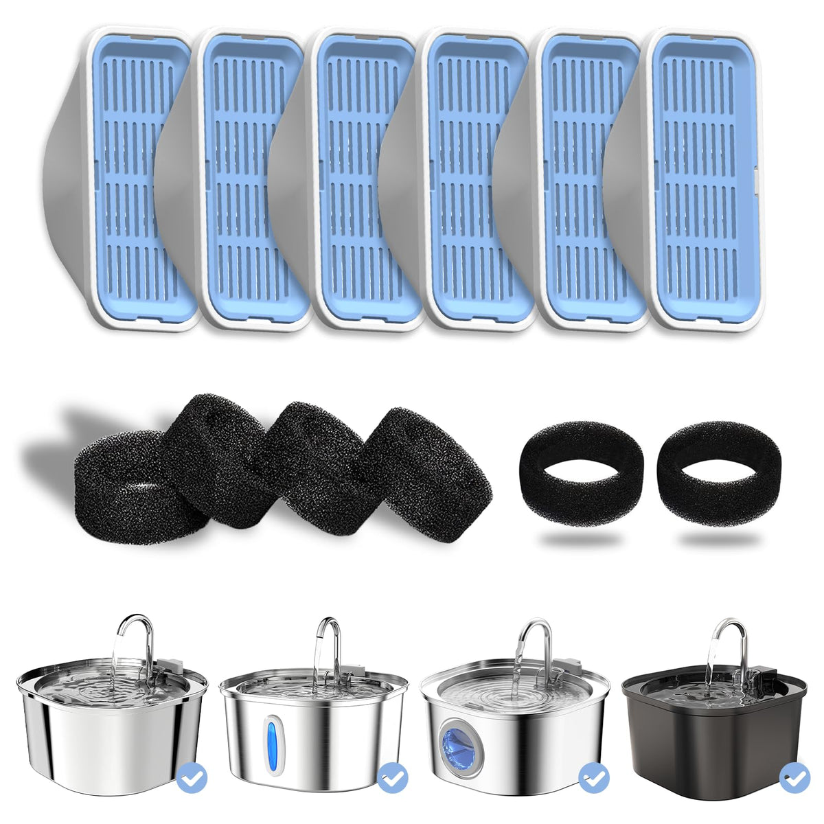 PEKTACO Cat Water Fountain Replacement Filters | Pet Essentials - Image 1