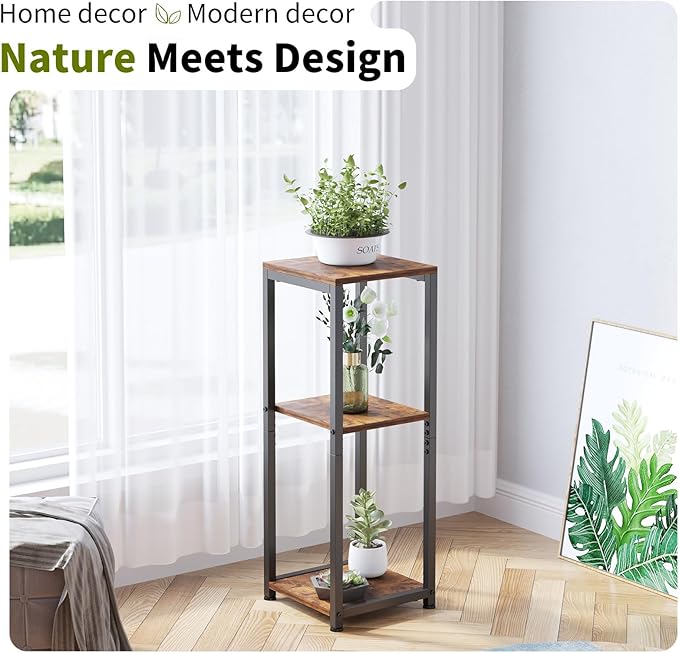 3-Tier Tall Plant Stand Indoor, Corner Plant Stands for Indoor Plants Multiple, Multi-Functional Small Side Table for Living Room, Bedroom, Balcony
