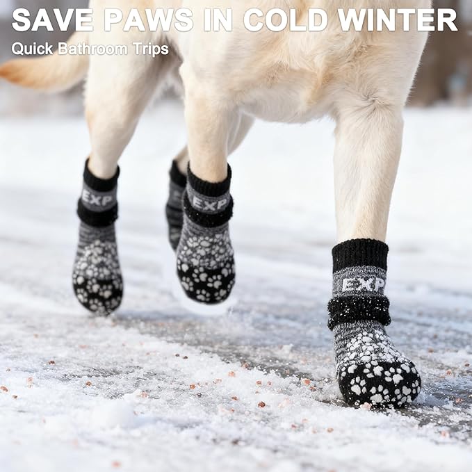 EXPAWLORER 6PCS Anti-Slip Dog Socks to Prevent Licking Paws,Dog Shoes for Hot Pavement,Best Paw Protector Traction Control on Hardwood Floor,Dog Booties for Puppy Small Medium Large Senior Dogs
