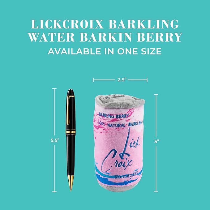 Haute Diggity Dog LickCroix Barkling Water Barkin Berry, Plush Designer Dog Toys with Interactive Squeaker, Stimulating Pet Enrichment, Machine-Washable & Safe Materials for All Breeds, One Size