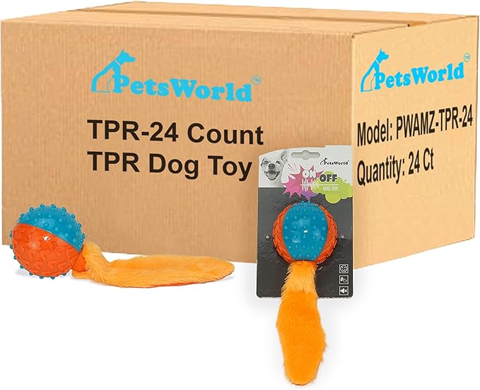 PETSWORLD Non-Toxic TPR Squeaky Dog Ball for Aggressive chewers, Fetch Balls for Dogs for Small, Medium and Large Dogs 24CT