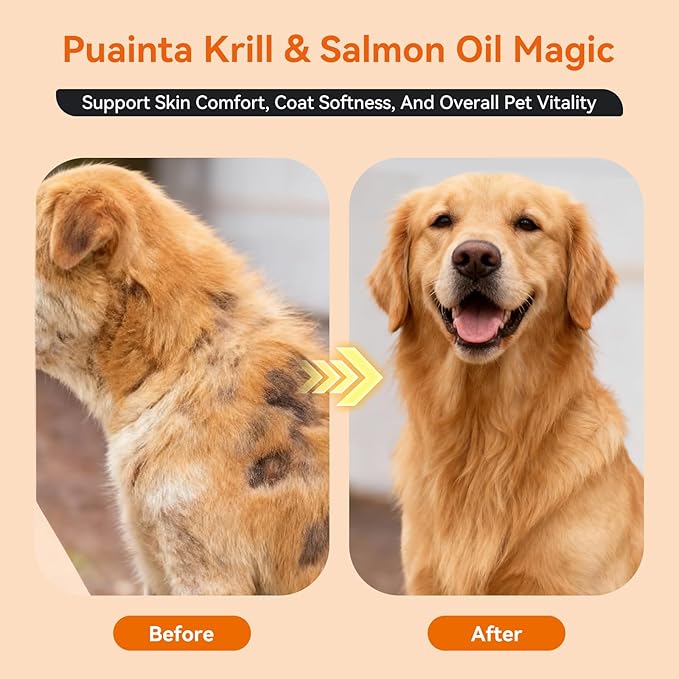 Krill & Salmon Fish Oil for Dogs & Cats – Omega-3 (EPA DHA) Liquid Fish Oil, Wild Icelandic Salmon Oil for Skin & Coat, Itch Support (8 Fl Oz (Pack of 1))