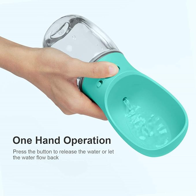 Dog Water Bottle, Leak Proof Portable Pet Water Bottles for Dogs, Puppy Water Dispenser with Drinking Feeder for Travel (Teal 12oz)
