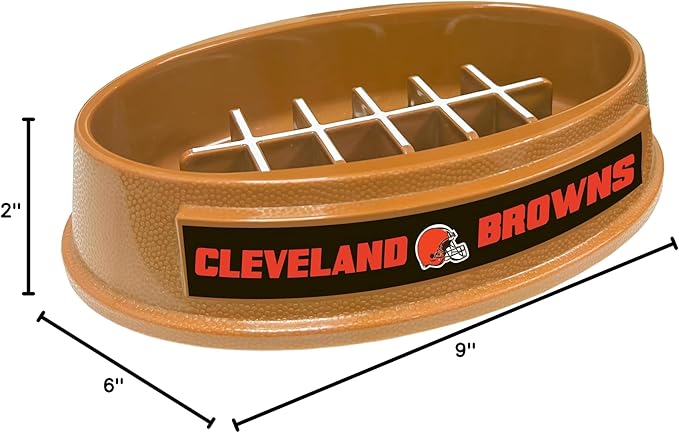 NFL Super-Bowl - Cleveland Browns Slow Feeder Dog Bowl. Football Design Slow Feeding Cat Bowl for Healthy Digestion. Non-Slip Pet Bowl for Large & Small Dogs & Cats