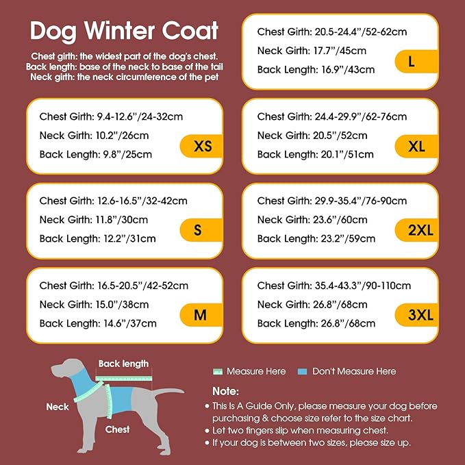 Dog Winter Coat Warm Padded Puppy Jacket Windproof Water Resistant Clothes for Small Medium Large Pets Christmas Sweater Outfit Vest(Red, 3XL)