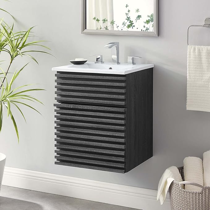 Modway Render 18" Wall-Mount Bathroom Vanity in Charcoal White
