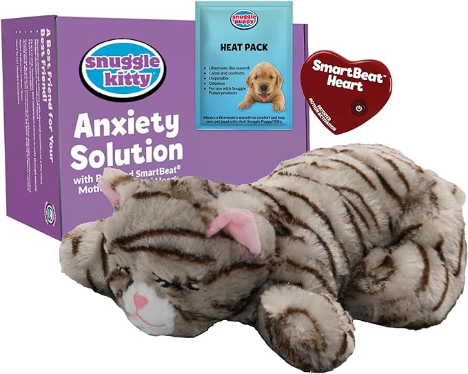 Snuggle Kitty Heartbeat Plush Cat Toy by Snuggle Puppy - Cat Calming Toy and Anxiety Relief for All Breed Sizes