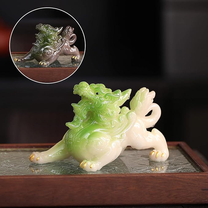 Color Changing Tea Pet, Tea Set Accessories Traditional Gongfu Tea Set Accessory, for Tea Lover Friends (Green pixiu)