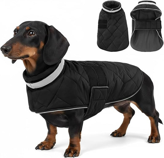 Dog Winter Coat Warm Padded Puppy Jacket Windproof Water Resistant Clothes for Small Medium Large Pets Christmas Sweater Outfit Vest(Black, XS)