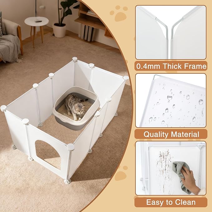 FHTONGE Extra Large Cat Litter Box Enclosure Splash Guard for Any Type, Universal Kitten Litter Pan Pee Shields Wall Protector, Spill Proof Cat Litters Box Privacy Screen for Open Top