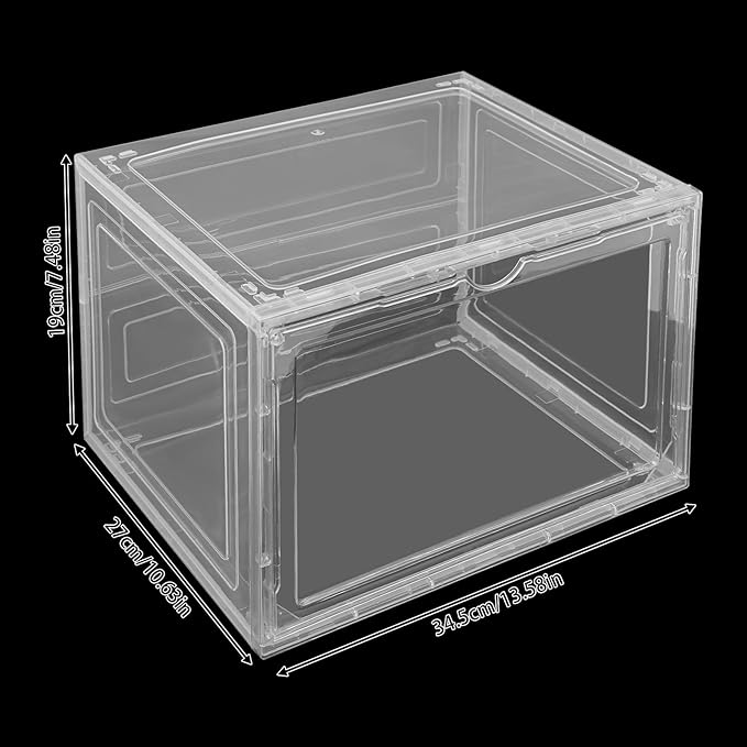 12 Pack Stackable Shoe Box,Semi-Transparent Plastic Sneaker Box,Free Standing Shoe Containers,Acrylic Shoe Display Case,Sneaker Storage,for Shoes,Clothes, Purses,13.39 * 10.63 * 8.66in (Clear)