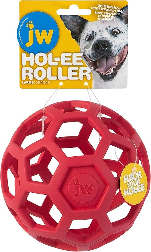 JW Pet HOLEE ROLLER BALL Dog Chew Treat Fetch Bouncy Toy LARGE 5.5 inch 3 PACK