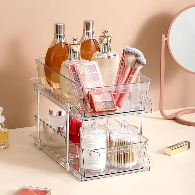 2-Tier Pull-Out Cabinet Organizer - Double Your Storage Space Instantly