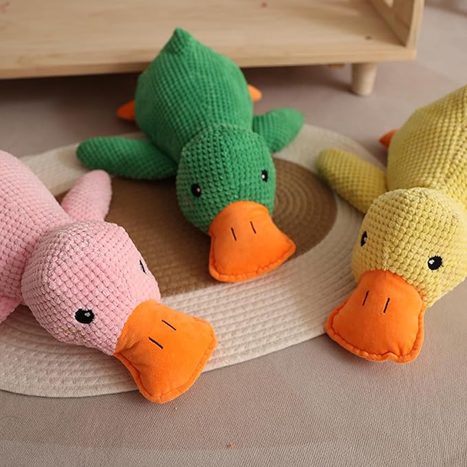 Mellow Dog Calming Duck Toy - Quacking Sound, Indoor Use (Green)