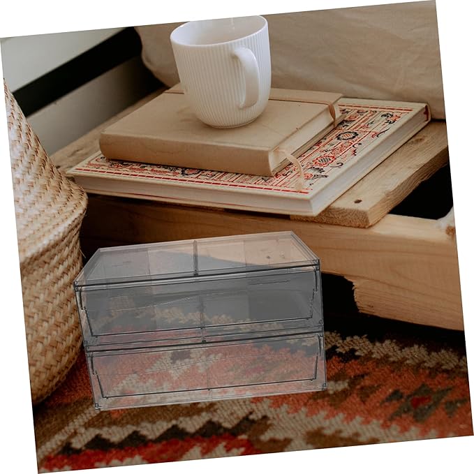 OUNONA 2pcs Detachable Acrylic Cosmetic Organizer Box Drawer Stylish Desktop Storage for Makeup and Space-saving Design for Bathroom Vanity