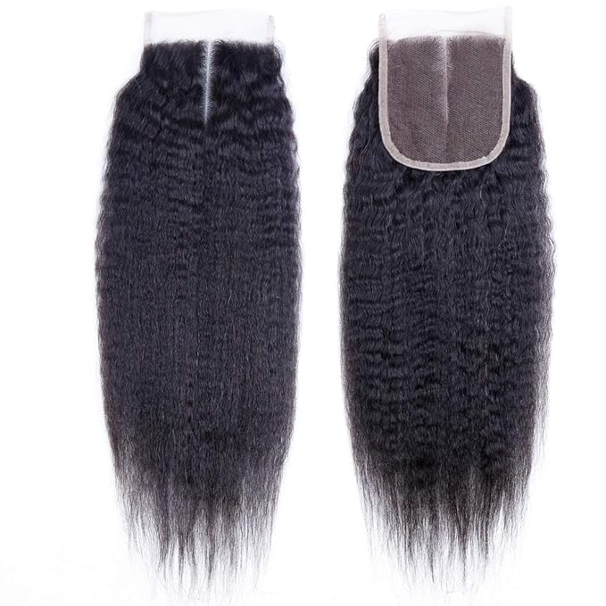 Selina Lace Closure Kinky Straight 4x4 Lace Closure Hd Lace Closure Human Hair Free Part Natural Color Black(10inch Kinky Straight, 4x4)