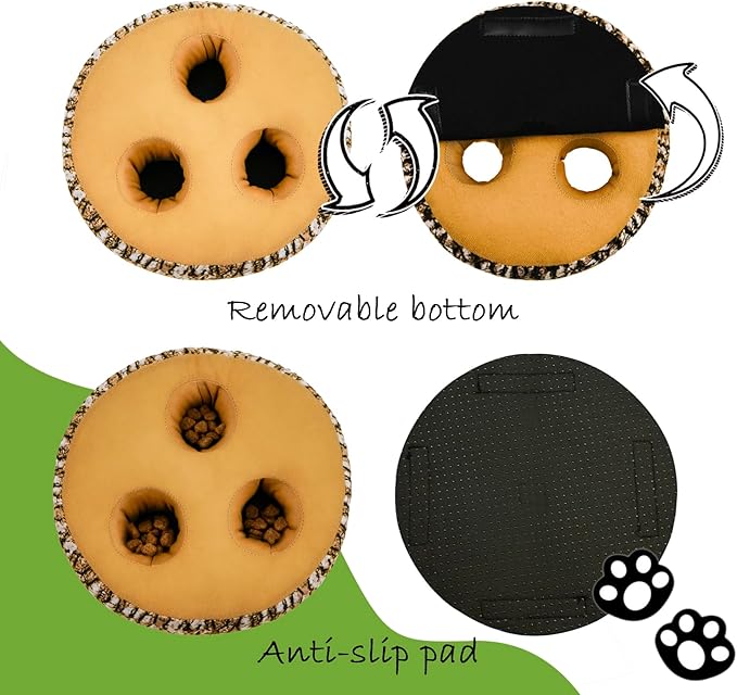 Hide and Seek Dog Toys, 2-in-1 Interactive Squeaky Toys with Detachable Non-Slip Base, Treat Dispensing & Flying Disc Fetch, Enrichment Toys for Small Medium Large Dogs