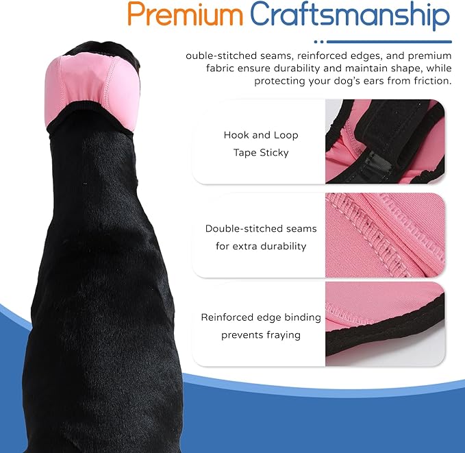 Dog Ear Muffs & Swim Cap and No Shake Ear Wrap for Bathing, Hematoma, Drying & Noise Anxiety Relief - Elastic Waterproof Ear Protection with Calming Hoodie for Grooming