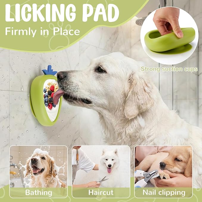 Freeze Dog Lick Bowl, Animire Non-Slip Slow Feeder Lick Mat for Dogs, Silicone Dog Enrichment Bowl for Distraction Anxiety Relief Boredom, BPA Free, Dishwasher Safe(Green,S)