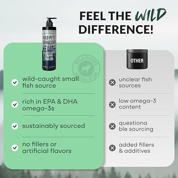 Wild Dog Fish Oil - Premium Multi-Fish Blend for Skin & Coat Health - More Potent Than Salmon Oil for Dogs - 1437mg of Omega 3 for Dogs - EPA & DHA – 8 fl oz Pump