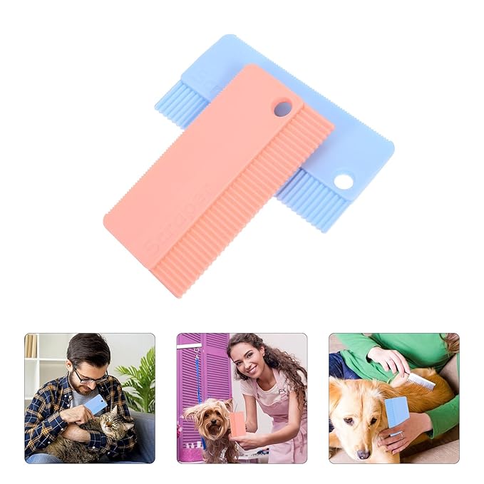 Uonlytech 2pcs Silicone Pet Hair Remover Brush Set for Dogs and Cats Soft Massage Grooming Comb for Shedding Control Lint Remover for Pet Hair Cleaning Suitable for Puppies