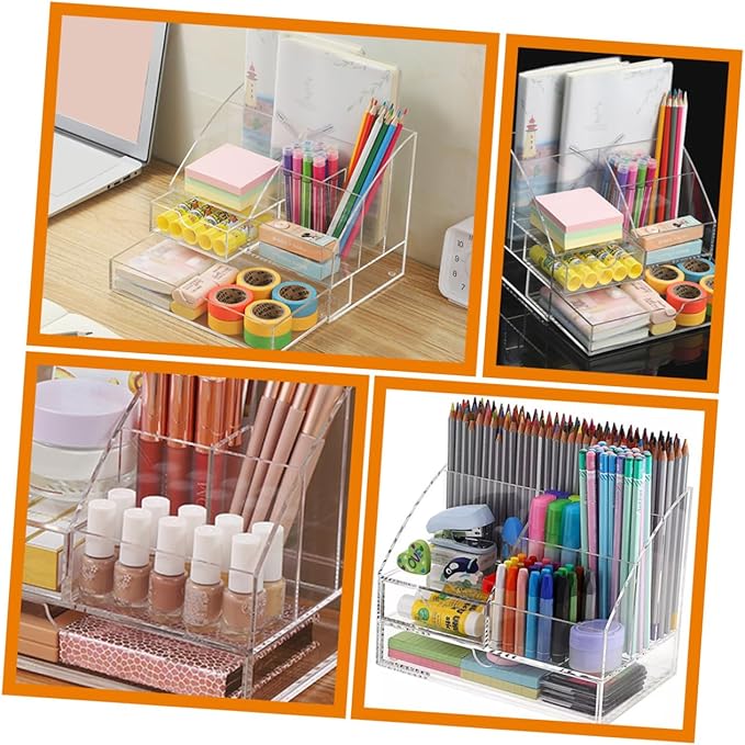 Desktop Organizer Storage Box for Makeup Stationery and Accessories Multi Acrylic Compartment Container for Use