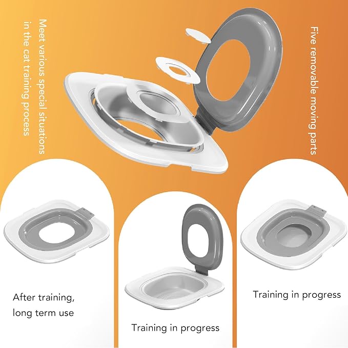 Cat Toilet Training Kit, Reusable Cat Toilet Trainer Urinal Removable Pet Toilet Training System, Professional Cat Urinal Seat Trainer for Home Pet Shop (Grey)