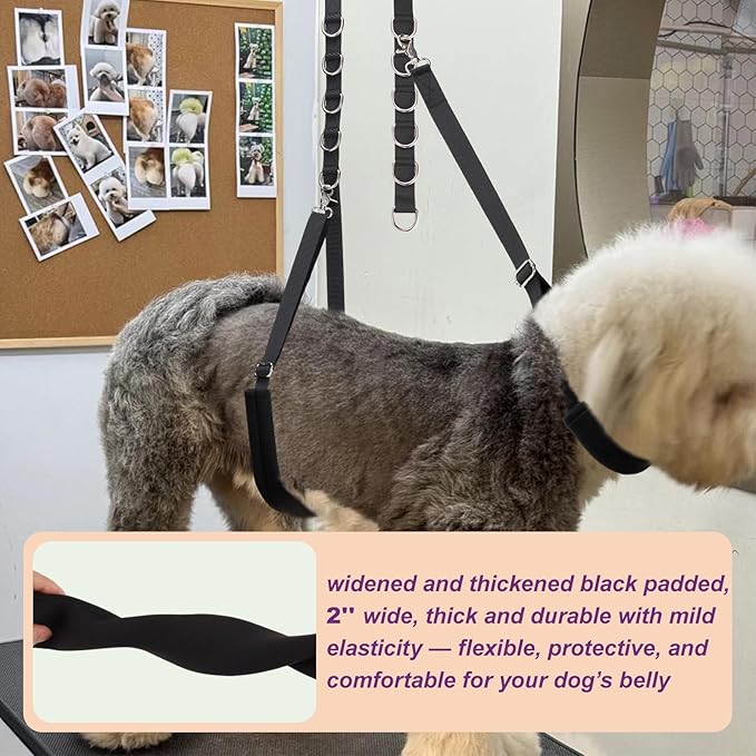 Dog Grooming Belly Strap - 3PCS Grooming Restraint Set Adjustable Belly Band Loops Strap with Padded Support & Loop Extension Straps Pet Grooming Harness Kit for Dogs (Mint Green)