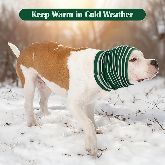 Nanaki Calming Hoodie Dog Grooming Ear Cover Anxiety Relief-No Shake Dog Ear Wrap Hematoma, Striped Head Wrap Snoods for Noise Protection, Bath, Fireworks, Thunderstorm, Blow Drying, Warm-Keeping