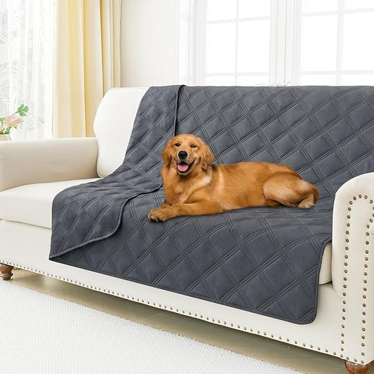Smiry Waterproof Dog Bed Cover Blanket 68x82, Soft Reversible Pet Blanket, Washable Leakproof Cats Dogs Couch Cover for Sofa, Couch, Furniture, Lattice, Dark Grey/Dark Grey