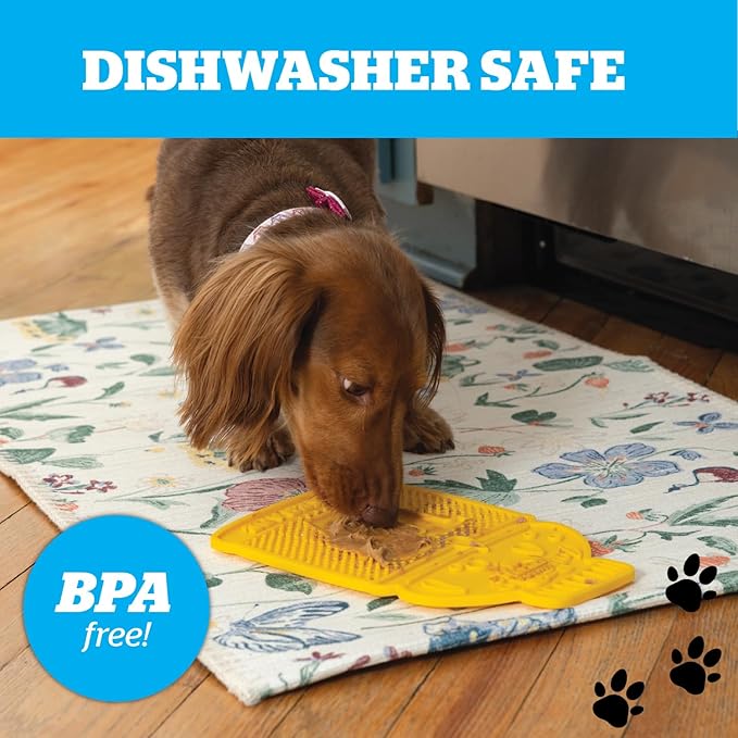 BigMouth Lickerade Silicone Lick Mat for Dogs and Cats, Slow Feeder Enrichment Pad, Dishwasher Safe Anxiety Relief Toy