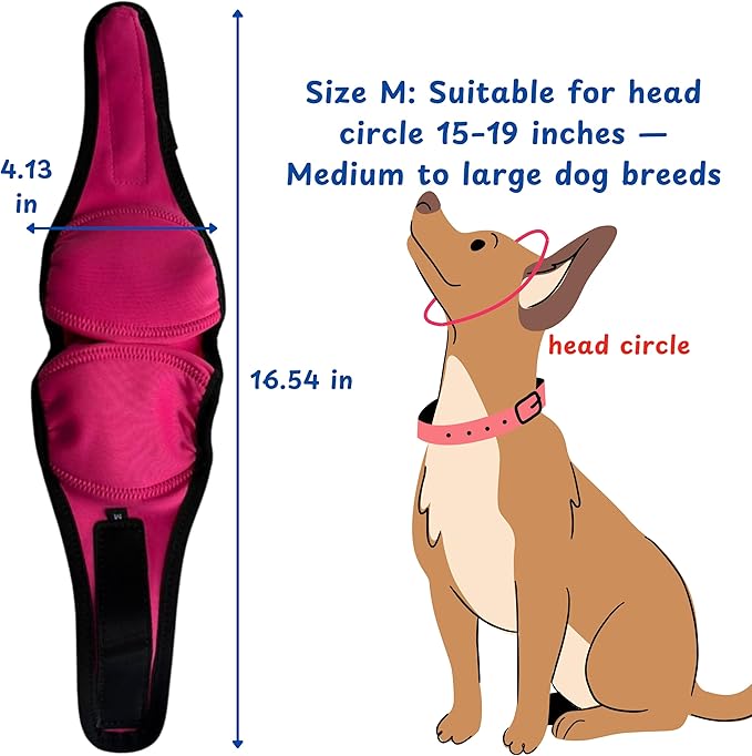 Dog Ear Covers for Swimming Head Cap, 16.54 in Waterproof Ear Protector for Bathing Drying Noise Anxiety Relief, Adjustable Ears Shower Cap, Wrap for Dogs, Puppy Swim Caps Dog Bath Supplies (Pink, M)