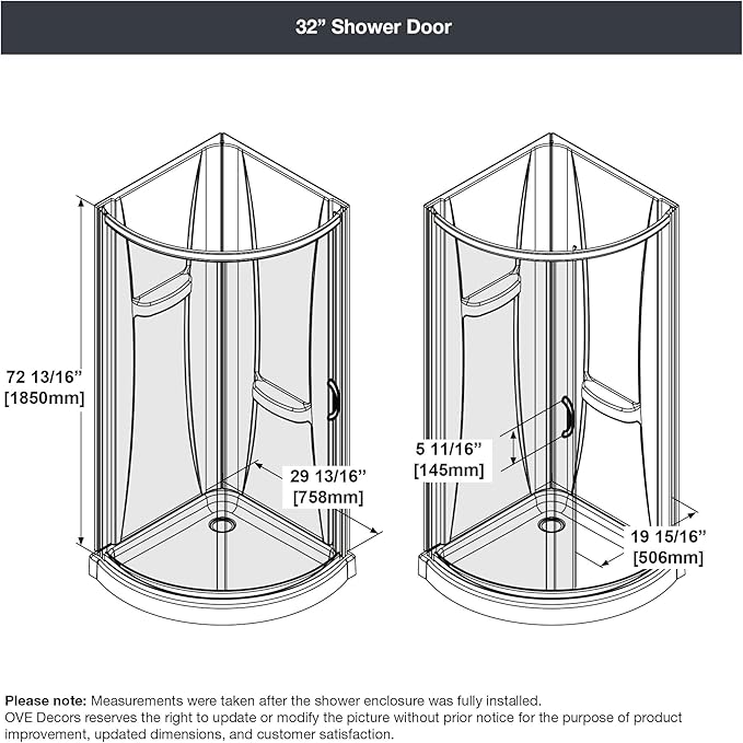 OVE Decors Breeze 32 in. Corner Shower Frosted Sliding Door with Included Base in Satin Nickel Finish