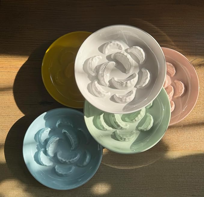 Melamine Cat Slow Feeder Bowl for Dry & Wet Food - Unbreakable Cat Food Plates for Slow Eating - Cute Puzzle Feeder - Whisker Friendly & Dishwasher Safe & Non SlipDesign - （White, 6.3" W*1.7H）