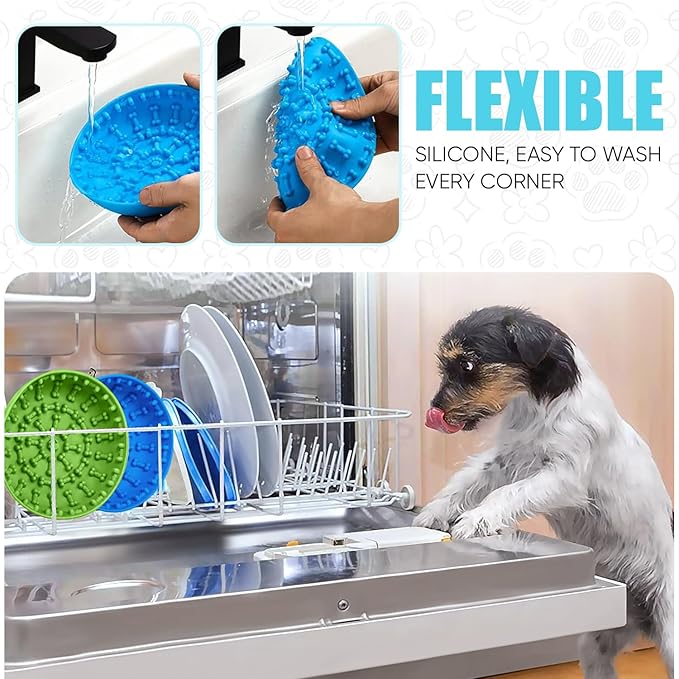 Lick mat for Dog Slow Feeder Bowl Anxiety Boredom Reducer Perfect for Yogurt, Peanut Butter. Wobble Dog Slow Feeder Bowl Easy to Clean - Non Slip Design BPA Free Silicone Licking mat - Blue