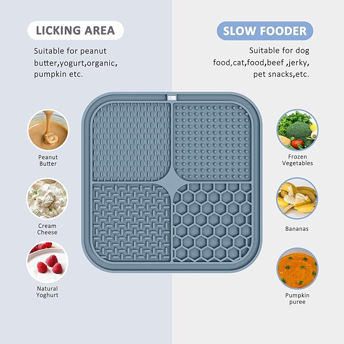 2 Pack Lick Mat for Dogs,Cats,Upgraded 8.5×8.5 inches Licking Mats with Suction Cups,Slow Feeder Licking Pad for Anxiety Relief and Boredom Reducer,Suitable for Dog Training Set 3