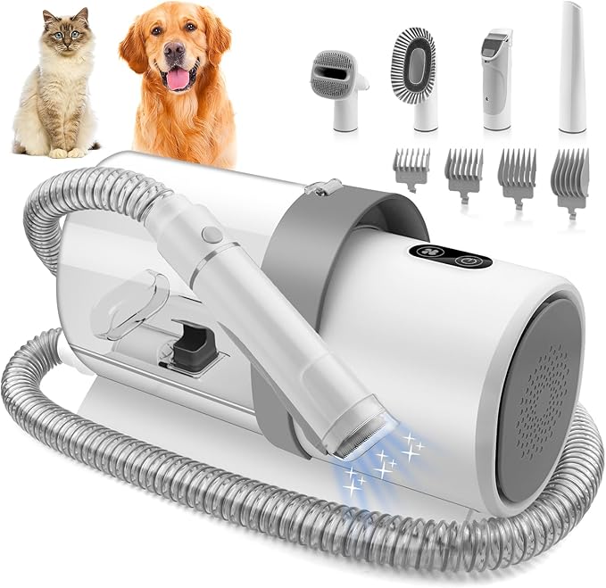 Dog Grooming Kit for Pet Include 4 Hair Clipper Combs 2.5L Vacuum Cleaner and 5 Pet Grooming Tools for Shedding, Low Noise for Home Cleanning