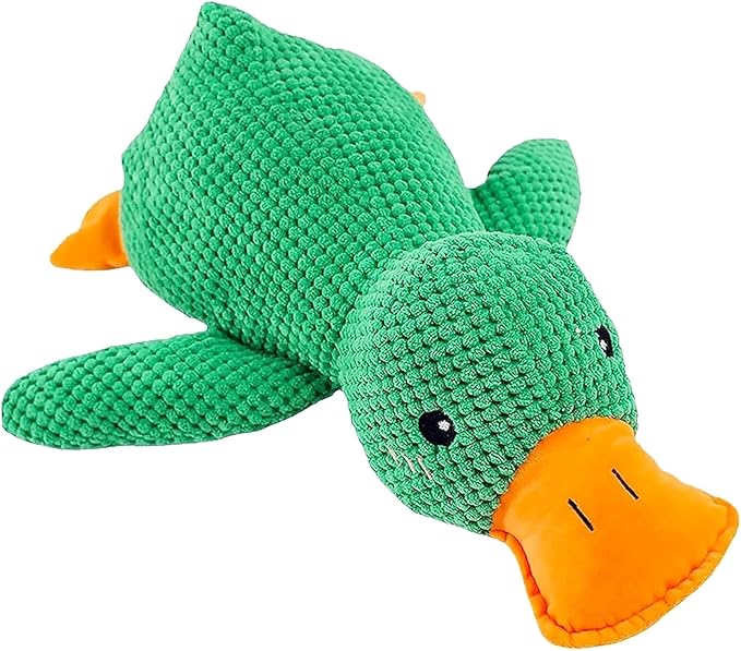 Calming Duck, Calming Duck Dog Toy Bright Yellow, Calming Duck for Dogs, Emotional Support Duck, The Mellow Dog Calming Duck, Quack-Quack Duck Dog Toy for Puppy Dogs (Green, Small)
