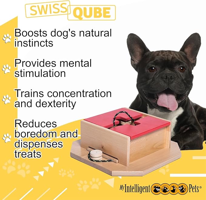 Swiss Qube - Interactive Dog Puzzle Toy, Engaging Slow Feeder and Sniffing Game for Mental Stimulation, Fun Brain Challenge for Smart Dogs