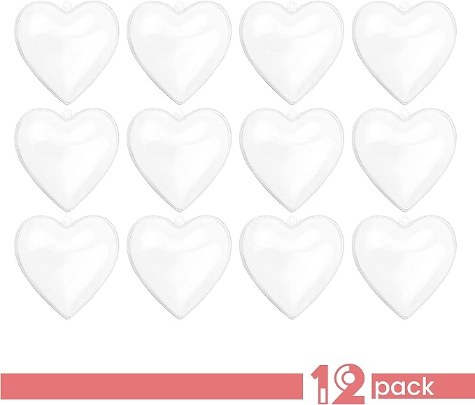 Hammont Heart Shaped Acrylic Candy Boxes - 12 Pack - 2.51"x2.08"x1.18"- Perfect for Weddings, Birthdays, Party Favors and Gifts | Designer Cute Clear Lucite Plastic Treat Containers