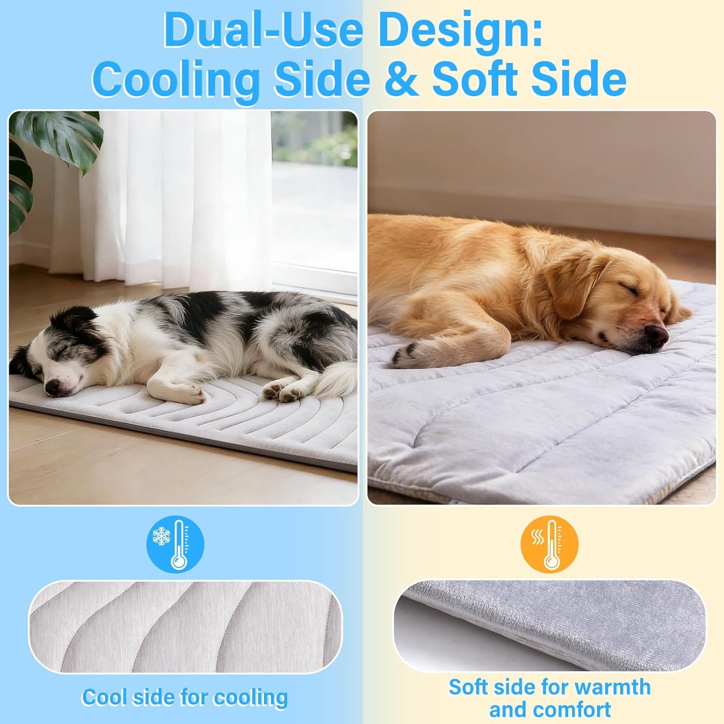 Dog Cooling Mat, 36"x23" Reversible Cooling Pad for Dogs Cats, Pressure Activated Pet Cooling Mat Indoor Outdoor, Scratch-Resistant & Machine Washable, Summer Dog Blanket, Grey