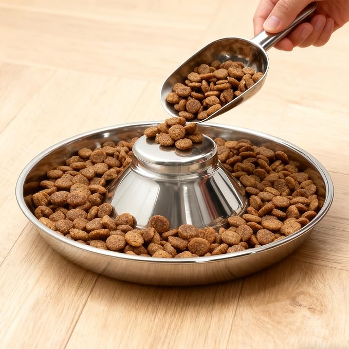 2 Pack Stainless Steel Puppy Bowls, Non-Skid Slow Feeder Bowls for Dogs, Raised Dog Food and Water Dish for Feeding Small Medium Large Breeds, Cats and Multiple Pets