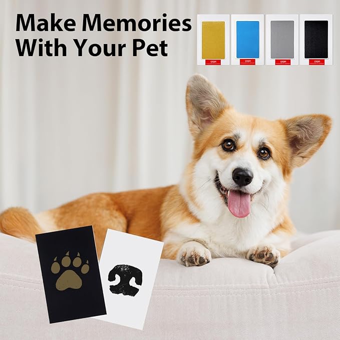 4 Packs Inkless Hand and Footprint Kit Mess Free Paw Print Kit for Dogs & Cats Clean Touch Ink Pad for Pet Nose & Paw Dog Mom New Mom Gifts(Multicolor)