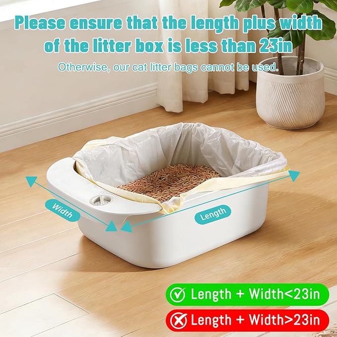 （80 Counts/4 Packs）24.4×11 Inches Litter Bags for Automatic Cat Litter Box, Replacement Extra Large Self-Cleaning Cat Litter Box Liners, 4 Rolls Drawstring Trash Bags for Robot, Waste Bag