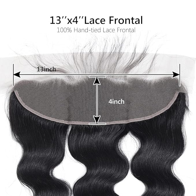 Selina Hair 13x4 Transparent HD Lace Closure Straight Human Hair 180% Density Pre Plucked Natural Hairline Bleached Knots Straight Hair Lace Frontal 20" Natural Black