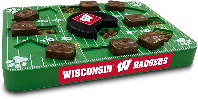 NCAA Puzzle Toy Slow Feeder, Puzzle Treat Dog Toy, Interactive Dog Treat Toy, Dog Puzzle Feeding Slow Toy (Wisconsin Badgers)