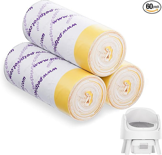 Autoscooper 11 Replacement Litter Box Liners - Drawstring Design, Extra Thick Heavy Duty, 23.62"×11.81", 60 Pack
