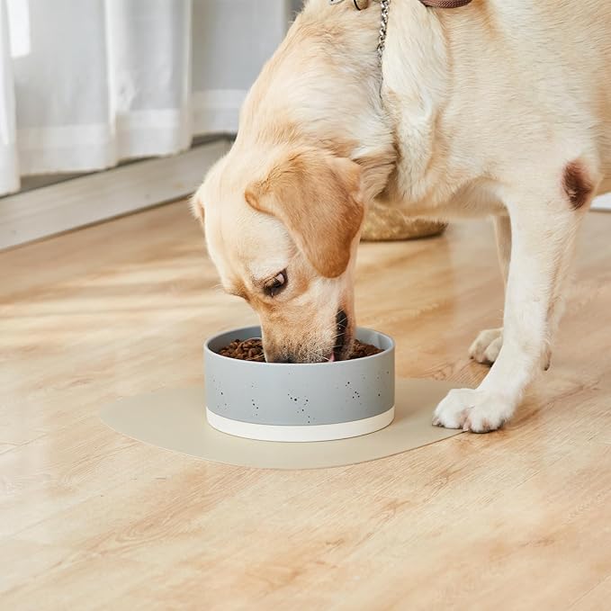 Oslo Ceramic Dog Bowl - 8'' Dog Food Water Bowl for Medium and Large Dogs, Heavy Duty Non-Slip Dog Dish, Modern Scandi-Style Stoneware Pet Feeder Bowl, Dishwasher Safe (70Oz, Grey)