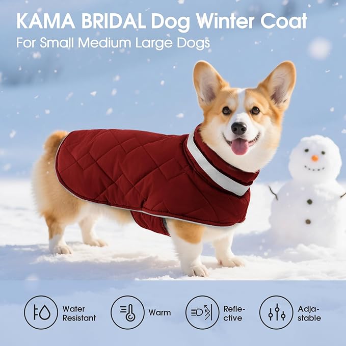 Dog Winter Coat Warm Padded Puppy Jacket Windproof Water Resistant Clothes for Small Medium Large Pets Christmas Sweater Outfit Vest(Red, L)