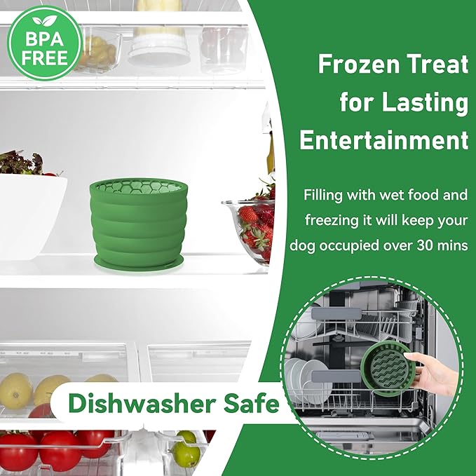 Silicone Slow Feeder Dog Bowl Frozen Dog Treat Holder for Puppy Small & Medium Dogs 20oz Capacity